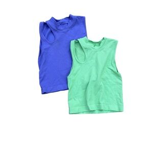 Purple and green crop tops